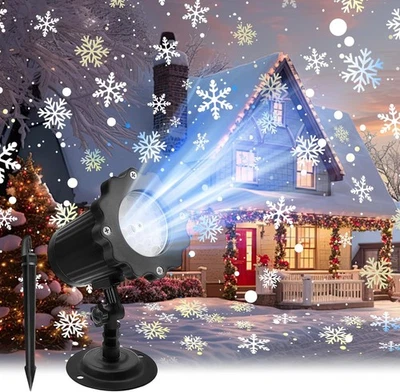 Christmas Snowflake Projector LED,Moving Snowfall Laser Light Outdoor Landscape - Image 1 of 4