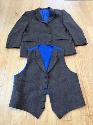 Harris Tweed Sakko Jackett 50  2-Knopf Lederknopf + Harris-Tweed-Weste Herren - Bild 1 von 4