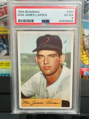 Bowman #101 Don Larsen 1954 novato RC PSA EN MUY BUENA CONDICIÓN-EX 4 Foto 1 de 2