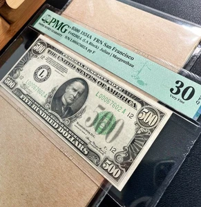 Fr. 2202-L 1934A $500 Federal Reserve Note SAN FRANCISCO PMG 30 EPQ - VF - Picture 1 of 5
