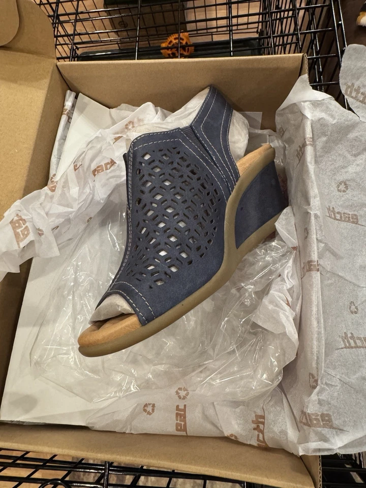 Sandalias de cuña azules para mujer talla 7 Foto 1 de 1