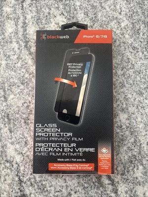 Protector de pantalla de vidrio Blackweb con película de privacidad para iPhone 6/7/8 nuevo envío gratuito Foto 1 de 2