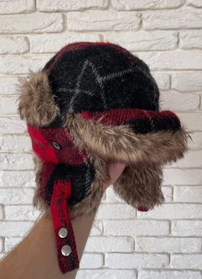 Harris Tweed 100% Wool Winter Trapper Hat Ushanka Aviator Size L - Image 1 of 4