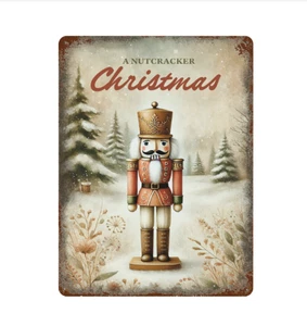 Letrero de pared vintage de metal navideño cascanueces rústico de granja decoración del hogar 12x16 - Imagen 1 de 4
