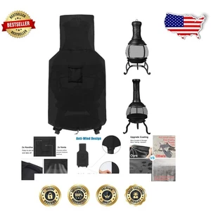 Weather-Resistant Chiminea Fire Pit Cover with Air Vents, 29.5" D x 49.2" H - Picture 1 of 9