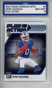 2024 PANINI DONRUSS OPTIC PLAY ACTION #5 KEON COLEMAN RC TCGS GEM MINT 10 - Picture 1 of 2