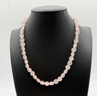 Peyote Bird Rose Quartz Beaded Necklace Pink Stone Toggle Clasp Sterling Silver - Image 1 of 4