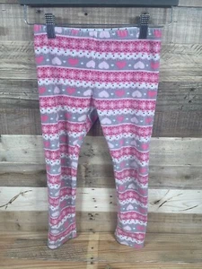 Jumping Beans Pink Girls Sz 6 Hearts Stripes Leggings Stretch Fleece Warm Pants - Picture 1 of 4