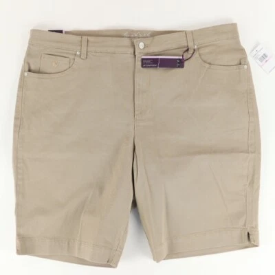 Gloria Vanderbilt Stretch Amanda Cotton Twill Golf Shorts  Tan Women's 22 - Imagem 1 de 4