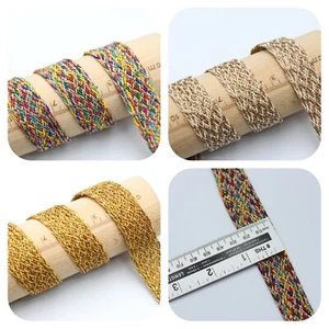 FCL 2 Y 25 MM Braided Zari Sparkling Sew On Embroidery lace Craft Trim Sew on - Picture 1 of 16