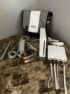 Nintendo Wii Console White RVL-001 with 4 Controller Cables Tested & Works - Picture 1 of 5