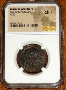 Segobriga Sekobirikes GREEK ROMAN Spain 2nd BC Ancient Hispania Coin NGC CH F - Picture 1 of 5