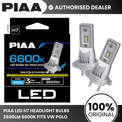 PIAA LED H7 Headlight Bulbs 2600lm Ultra Bright Light 6600K for VW Polo - Image 1 of 4