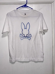 Psycho Bunny Youth XL 18/20 T Shirt White w/Light Blue Embroidery Short Sleeve - Picture 1 of 3