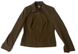 Caslon Jacket Zippered Long Sleeves 2 Buttons Brown Size 4 - Picture 1 of 15