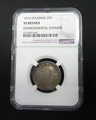 1916 Standing Liberty 25C Silver Quarter Type 1 - NGC VF Details - Image 1 of 2