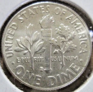 1964-D ROOSEVELT 90% SILVER, MS(FT)+, RPMM:REPUNCHED MINT MARK, CIRCULATED - Picture 1 of 3