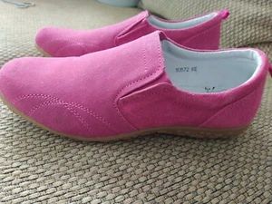 Ladies Lifestyle Cushion walk Flat Shoe 6E Leather Pink Casual Smart - Picture 1 of 8