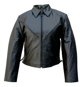Womens Lambskin Leather Braided Motorcycle Jacket Side Laces, Free Shipping - Picture 1 of 2