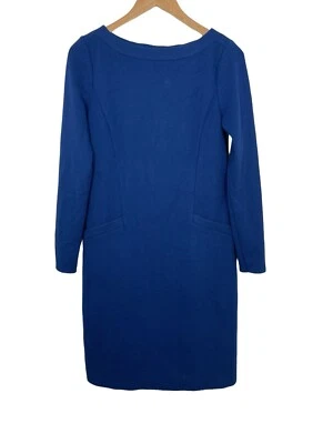 Vestido recto Boden Ingrid Jacquard manga larga azul talla 6L J0774 Foto 1 de 4