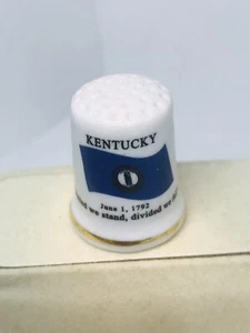 Vintage KENTUCKY Goldenrod Cardinal Porcelain Thimble by Finact Collectibles - Picture 1 of 3