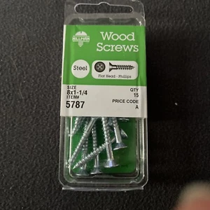 Hillman 5787 Steel Flat Head Phillips Wood Screws #8 X 1-1/4” 15pcs - Picture 1 of 4