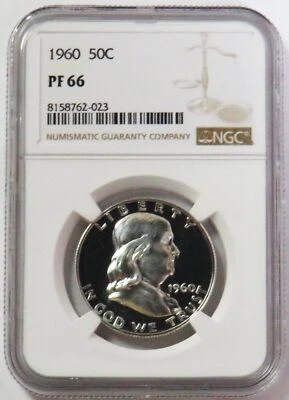 1960 USA PROOF FRANKLIN HALF DOLLAR 50C COIN NGC PF 66 - Image 1 of 2