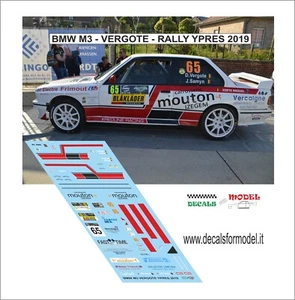 DECALS 1:43 BMW M3 E30 VERGOTE RALLY YPRES 2019 - Foto 1 di 1