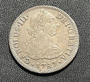 Mexico 1787 MoFM Two Reales Silver Coin:  Carlos III