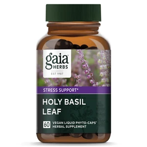 Gaia Herbs Holy Basil Leaf 60 Caps Natural Stress Support and Mental Clarity - Picture 1 of 9