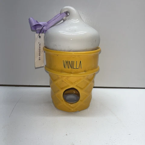Rae Dunn VANILLA Ice Cream Cone Bird House Yellow White Artisan Collection Cover