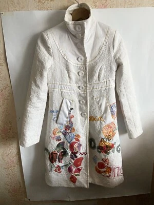 Abrigo Desiqual Blanco Mujer Logo Grande Talla 36 Foto 1 de 4