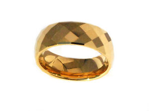 Tungsten Carbide 8 mm 24K Gold Plated Multi-faceted Band Ring Brand New