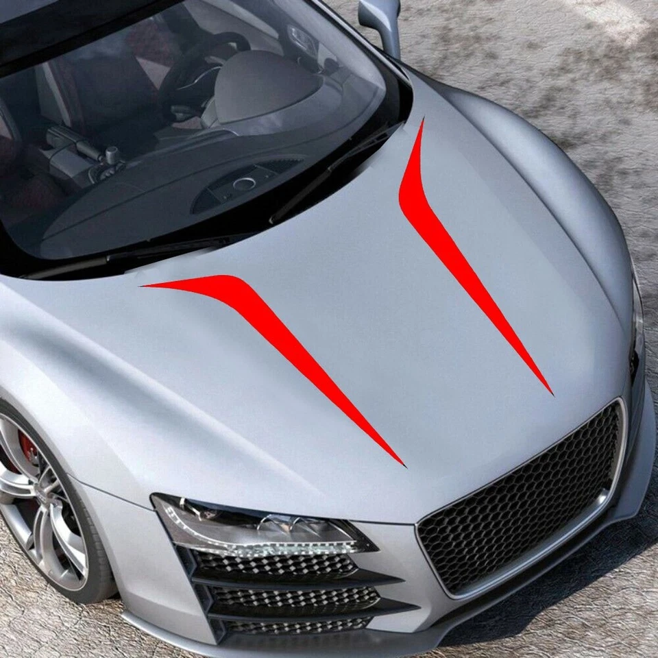 Calcomanía universal deportiva roja para capó de coche de carreras calcomanía auto vinilo capó pegatinas 2 piezas Foto 1 de 4