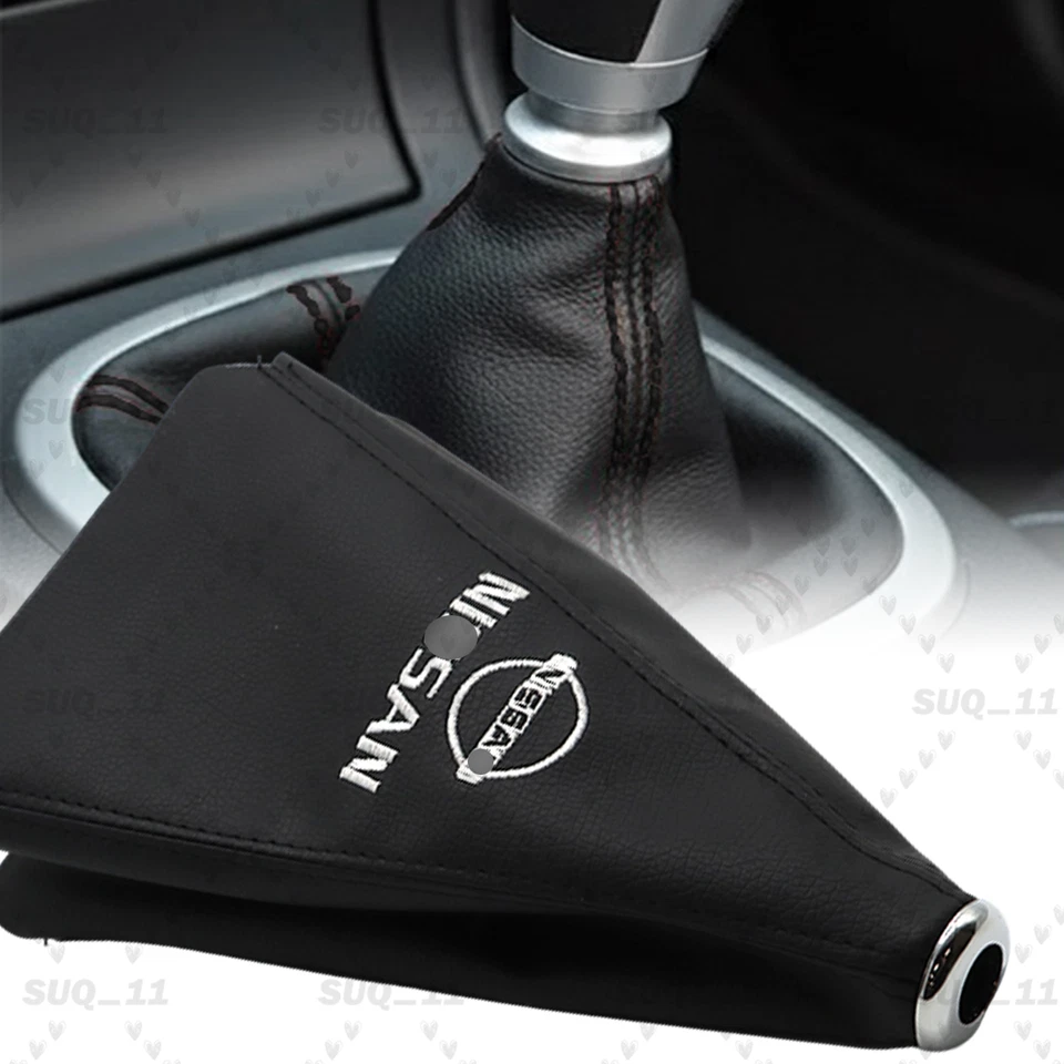 Car Shift Knob Shifter Boot Cover Black PVC Leather Sport Universal For N-issan Foto 1 de 4