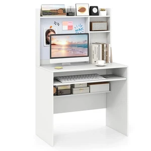 Computer Desk with Hutch Space Saving Laptop Desk with Magnetic Whiteboard - Picture 1 of 10