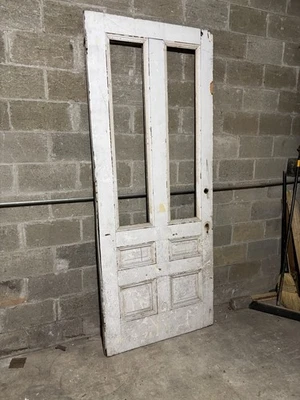 ~ PUERTA ANTIGUA GRANDE CON TAPA DE CRISTAL ~ 39 X 95 ~ SALVAMENTO ARQUITECTÓNICO Foto 1 de 4