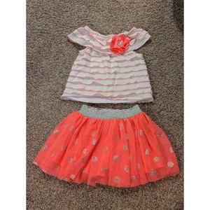 Little Lass Sz 4t 2 piece outfit top & skirt sparkle glitter flower ruffle EUC - Picture 1 of 5
