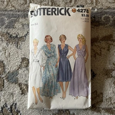 Evening Dress Sewing Pattern Sz 22 Long Sleeves Bust 44” Waist 36” Vtg 1980s Cut - Image 1 of 4