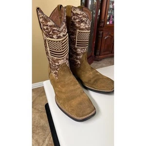 ARIAT MEN'S CAMO PATRIOT WESTERN COWBOY FULL GRAIN LEATHER BOOTS SIZE 10.5EE - Picture 1 of 9