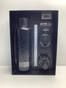 HYDRAPEAK Active 40oz Schwarz Leopard Stahl Flasche Wasser Hydro Thermo Flasche 2 Deckel - Bild 1 von 6
