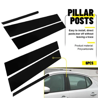 Kit de cubierta de moldura de postes de pilar de ventana de puerta negro brillante 6X para Kia Optima 2011-2015 Foto 1 de 4