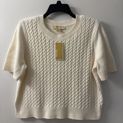 Suéter Pullover Michael Kors Para Mujer Tejido Manga Corta QF561AFJY6 Hueso Talla L Nuevo con Etiquetas Foto 1 de 4