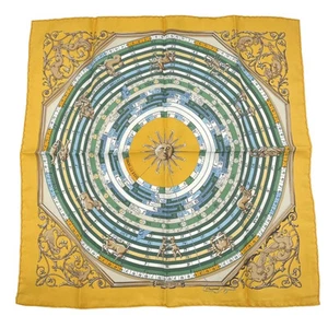 HERMES Hermes Scarf Silk Astrology DIES ET HORE Constellation Yellow Beautiful - Picture 1 of 12