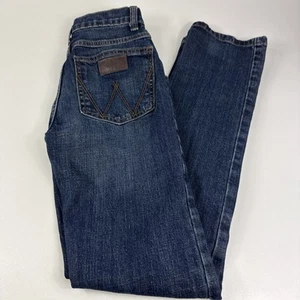 Jeans Boys Size 12 Wrangler Retro Slim Straight Slim Denim Blue Jeans Cowboy - Picture 1 of 13
