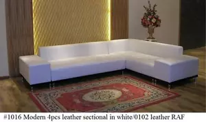 4 PC Modern contemporary white Leather Sectional Sofa w/ Detachable Arms #1016 - Picture 1 of 11