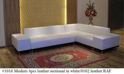 4 PC Modern contemporary white Leather Sectional Sofa w/ Detachable Arms #1016