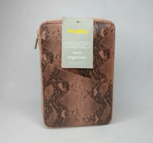 Heyday Zipper Tech Organizer Pink Faux Snakeskin And Microfiber - Picture 1 of 12