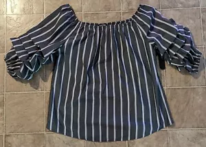 Nuova camicetta Kontrol plus taglia 3X spalle scoperte grigio rosa righe bianche 2267 - Foto 1 di 3