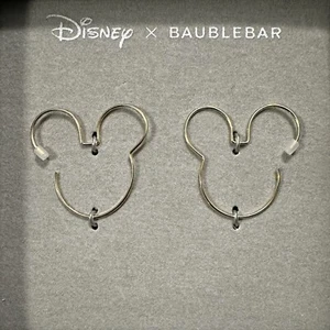 DISNEY X BAUBLEBAR Mickey Mouse 18K Gold Sterling Silber Einfädler Creolen - Bild 1 von 4